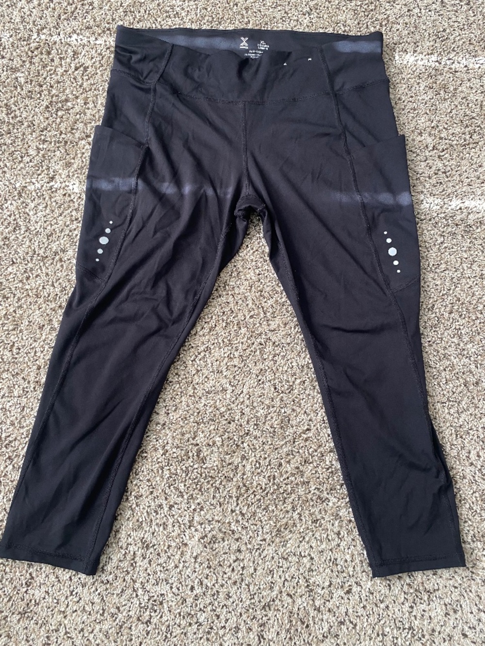 Xersion Women's XL 7/8 Ankle Leggings Black Anti-Odor Side Pockets